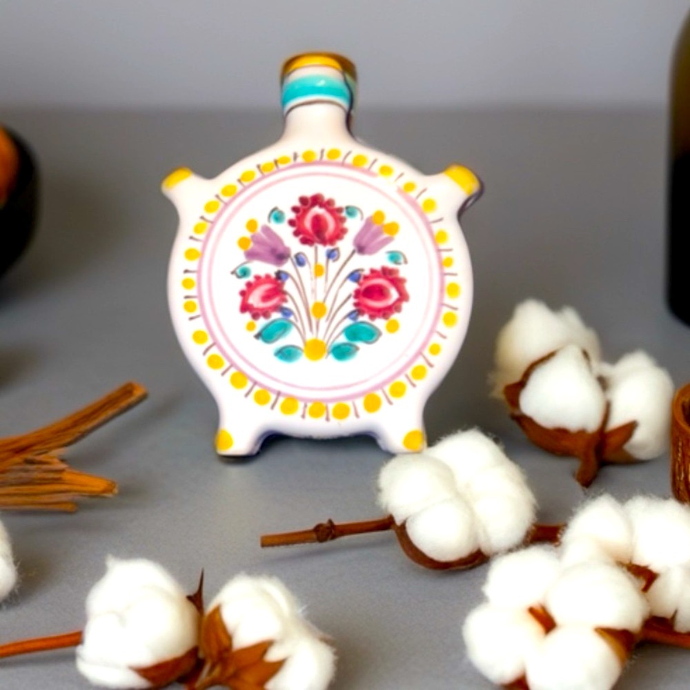 Antique Modra Ceramic Flask/decanter - Czechoslovakia. Handmade.Signed by artist - Picture 4 of 8